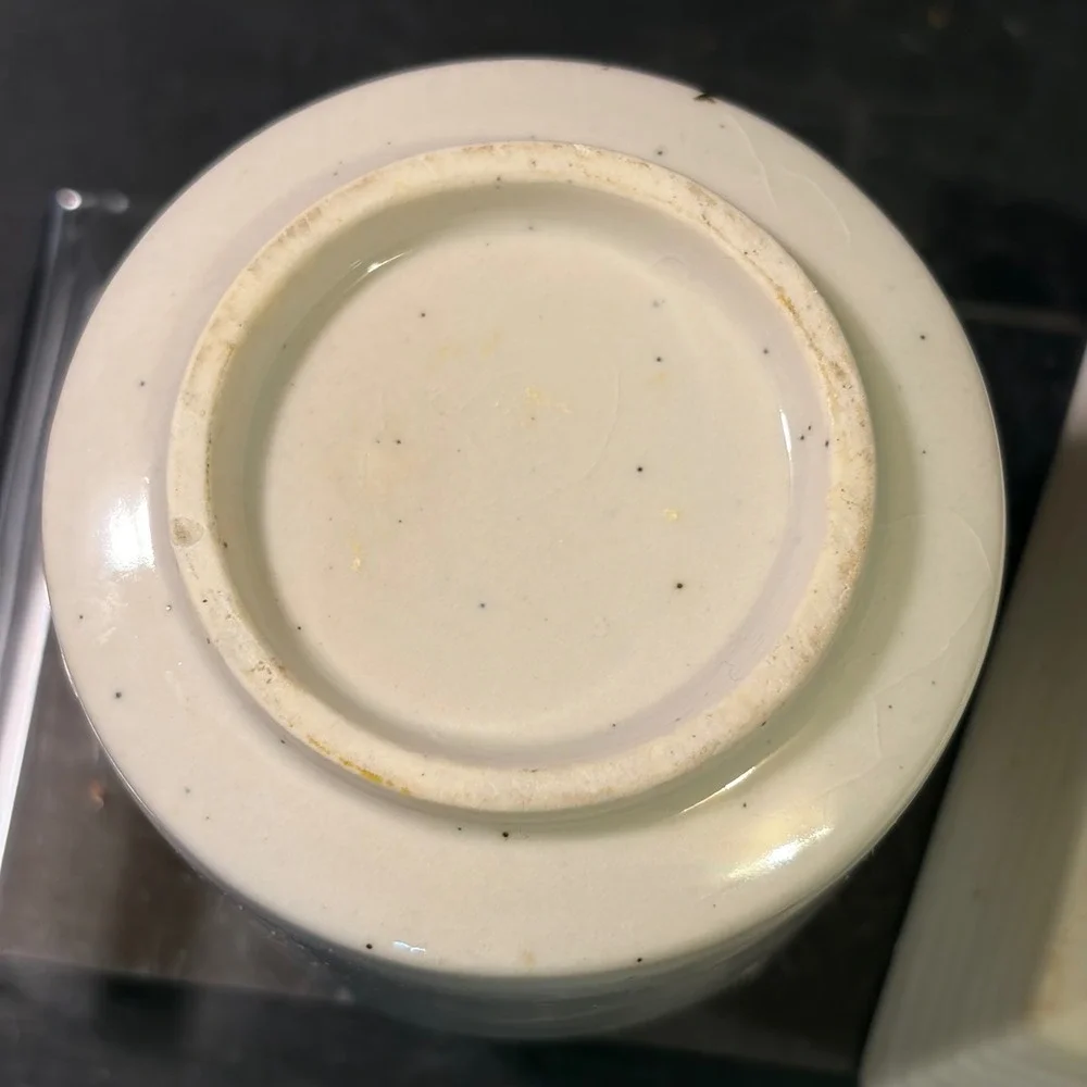 Vintage Speckled Ceramic Owl Tea Cup and Square Saucer Set Cream Brown